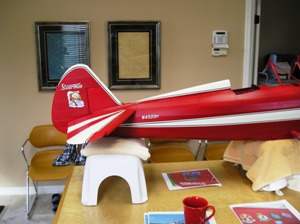 1 Aeroloft Designs dry transfers of the Stearman logo, Bulldog & N450SH  added to fuselage