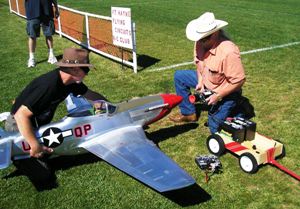 7 Jerry Trowbridge holding & Terry Holston ready to start Blondie's engine 